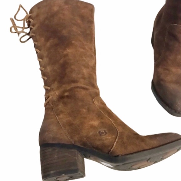 Born azurite suede leather tie up back boots 6.5
